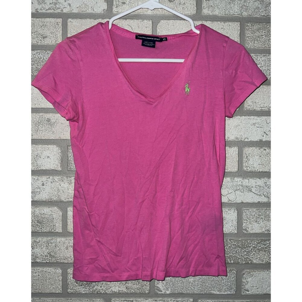 Ralph Lauren Sport T-Shirt Women’s Xs Short Sleeve Embroidered Logo Pink